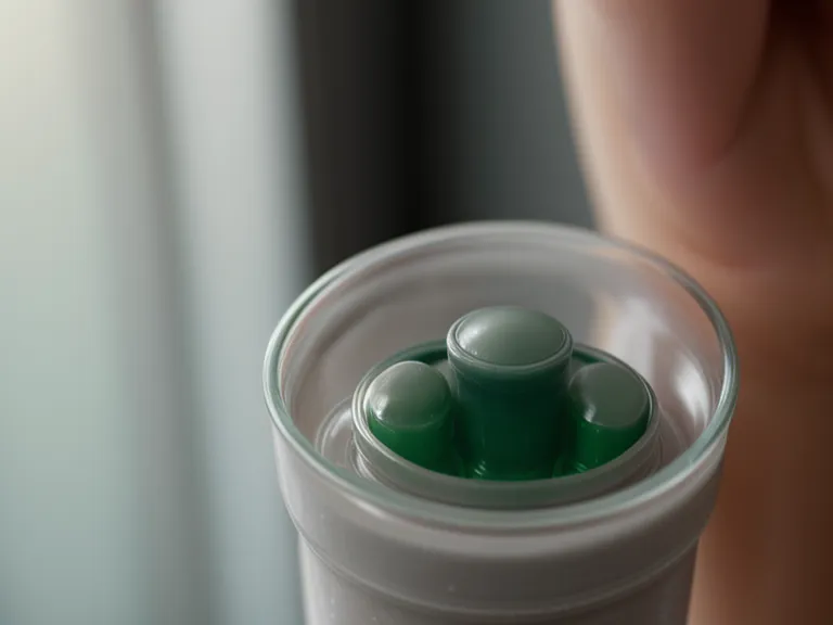 A close-up of a brain supplement capsule against a blurred spreadsheet background