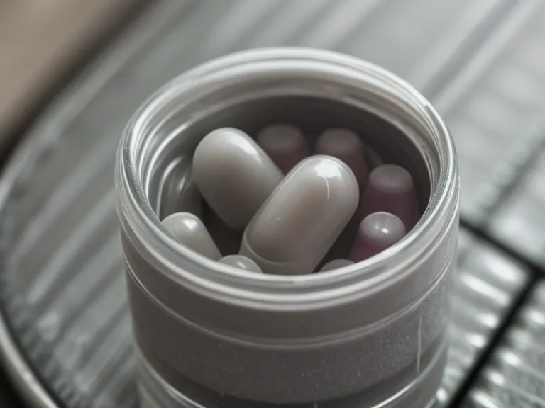 A close-up of a brain supplement capsule on a data tracking sheet.