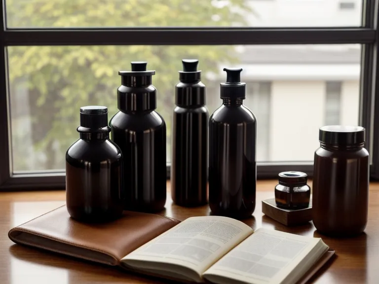 A Vitamin B12 bottle beside an accountant's ledger and calculator.