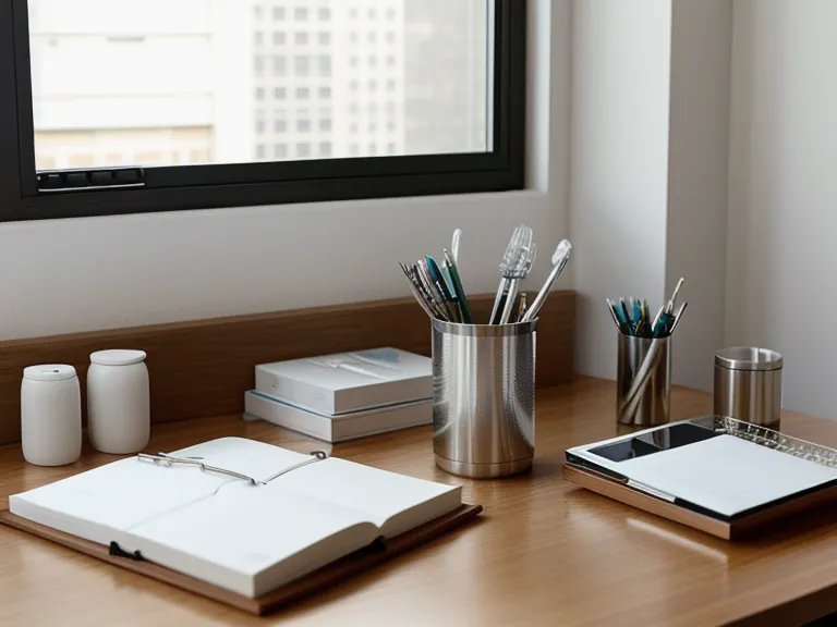 Water tumbler and open notebook with calculations on a desk