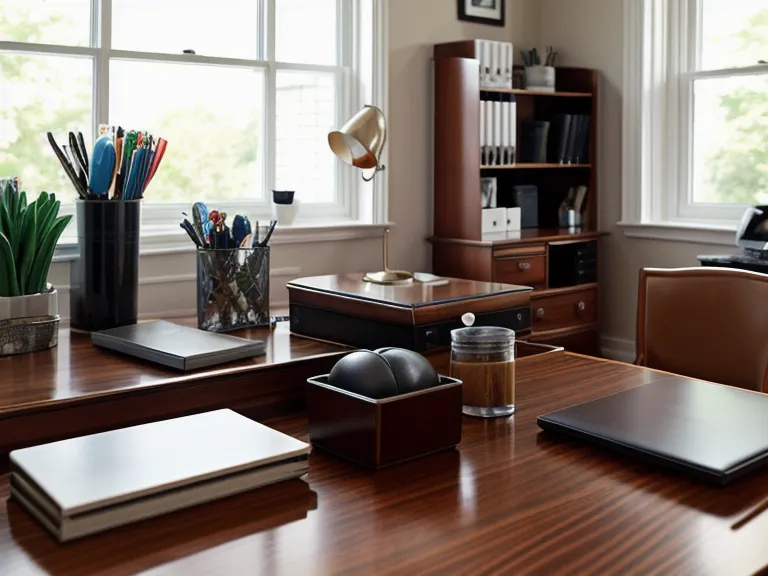 Over-ear headphones and a glass of water on a wooden desk